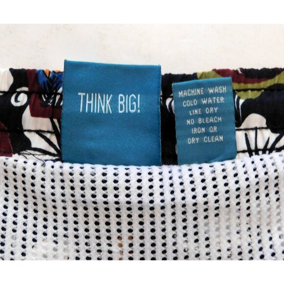 Big Dogs Hawaiian Print Mens Swim Trunks XL Black Multicolor - Picture 9 of 9